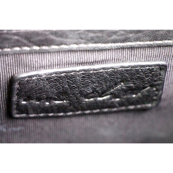 Me Char PEBBLED BLACK GENUINE LEATHER FLAP X-BODY SHOULDER BAG ORGANIZER PURSE - Picture 12 of 13